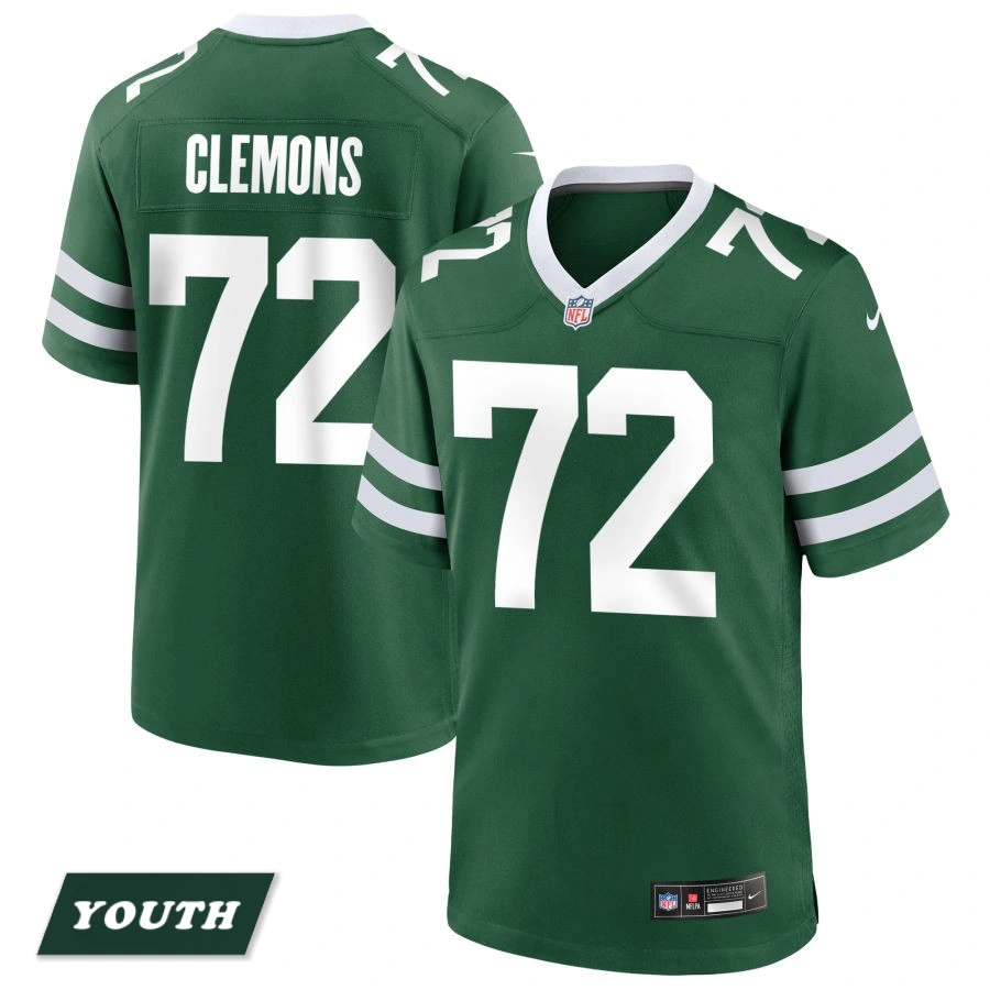 Youth New York Jets Legacy Green #72 Micheal Clemons Game Jersey Youth New York Jets Legacy Green #72 Micheal Clemons Game Jersey