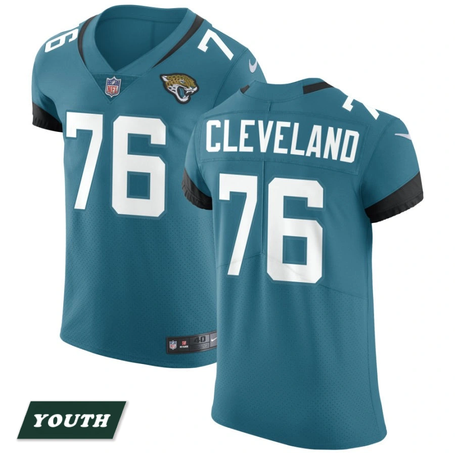 Youth Jacksonville Jaguars Teal Vapor Untouchable Elite #76 Ezra Cleveland Jersey