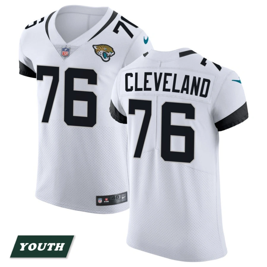 Youth Jacksonville Jaguars White Vapor Untouchable Elite #76 Ezra Cleveland Jersey