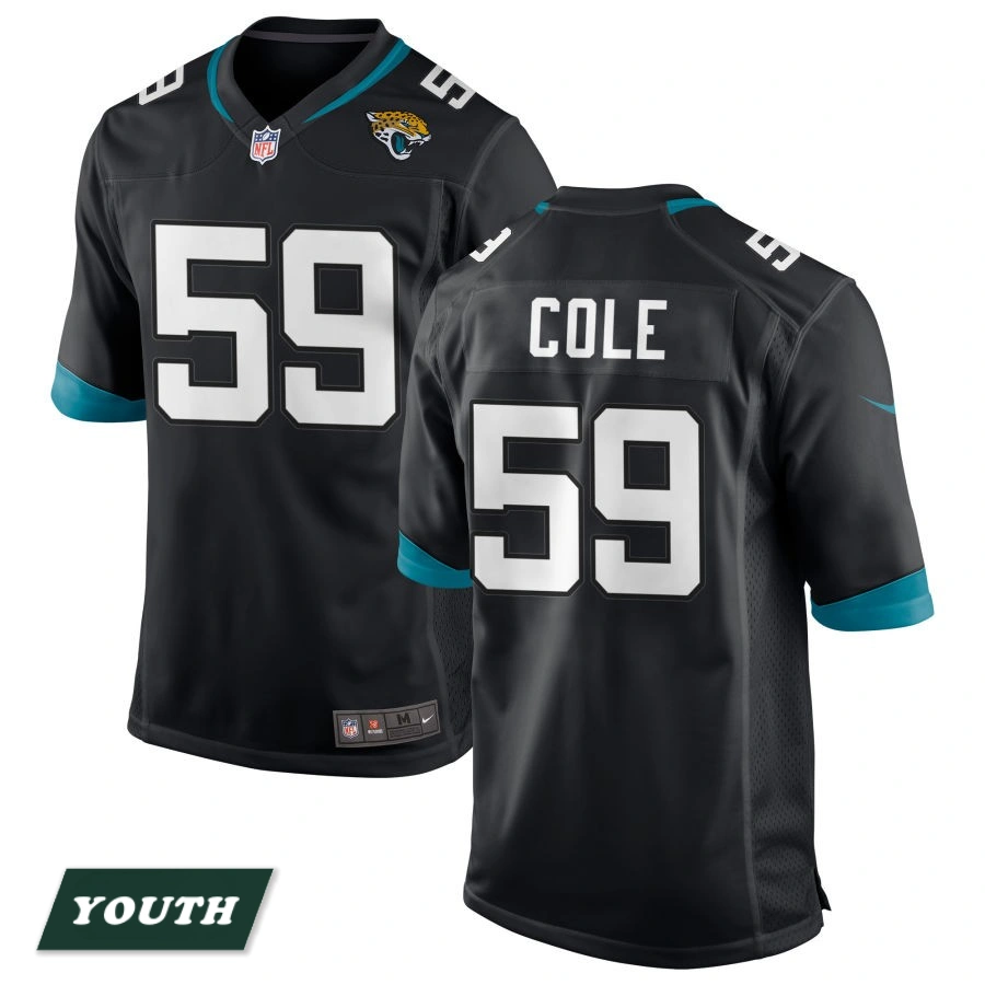 Youth Jacksonville Jaguars Black #59 Myles Cole Game Jersey Youth Jacksonville Jaguars Black #59 Myles Cole Game Jersey