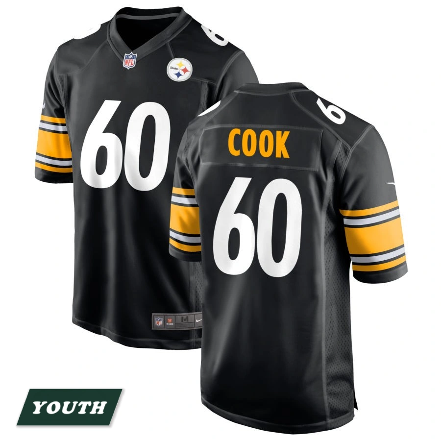 Youth Pittsburgh Steelers Black #60 Dylan Cook Game Jersey Youth Pittsburgh Steelers Black #60 Dylan Cook Game Jersey