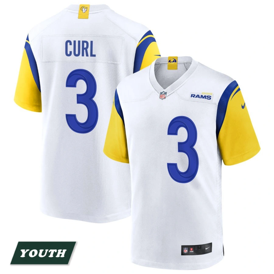 Youth Los Angeles Rams White Alternate #3 Kam Curl Jersey Youth Los Angeles Rams White Alternate #3 Kam Curl Jersey