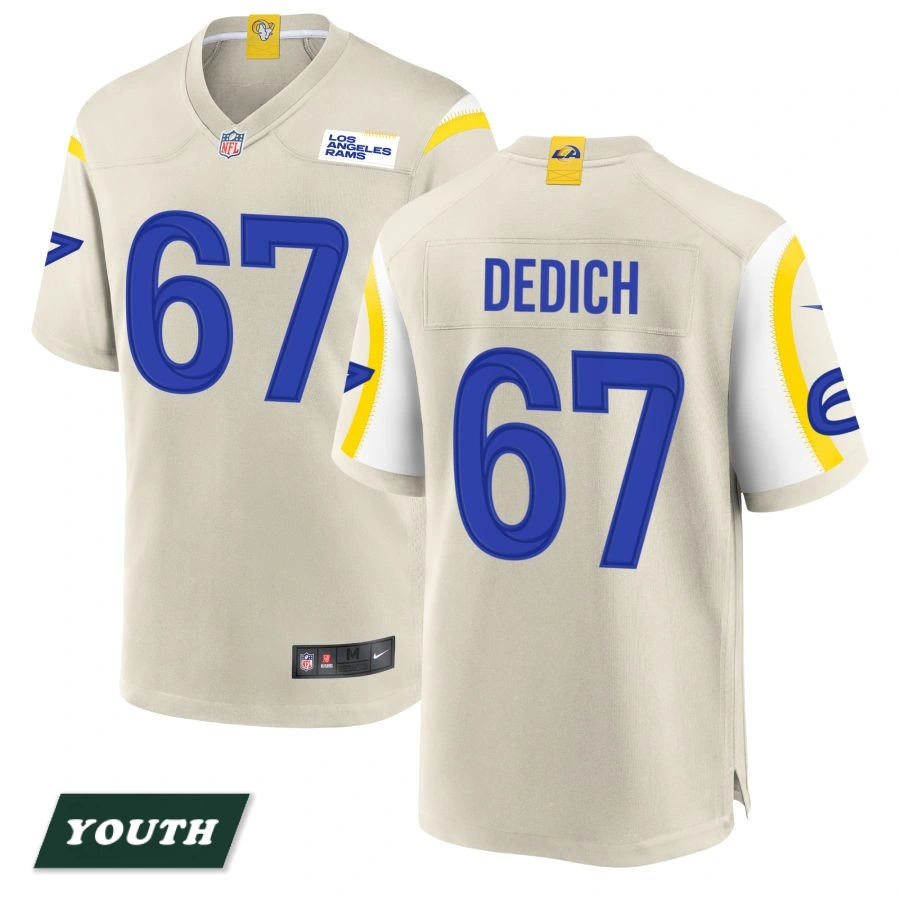 Youth Los Angeles Rams Bone #67 Justin Dedich Game Jersey Youth Los Angeles Rams Bone #67 Justin Dedich Game Jersey