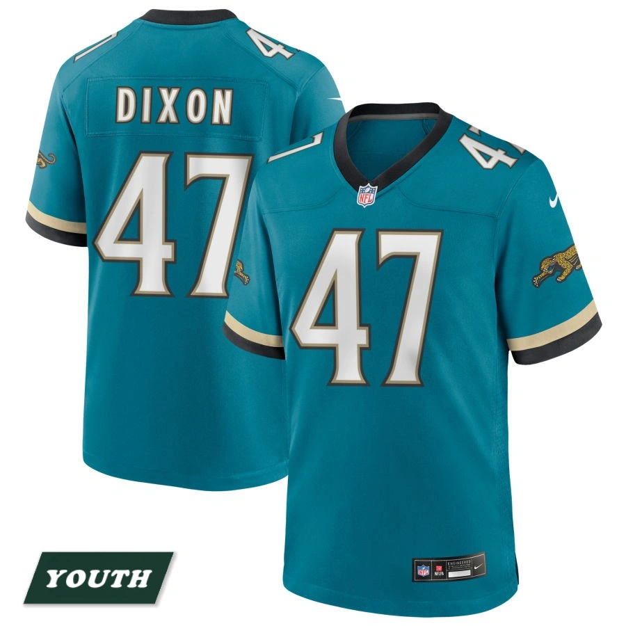 Youth Jacksonville Jaguars Teal Prowler Throwback #47 De'Shaan Dixon Game Jersey