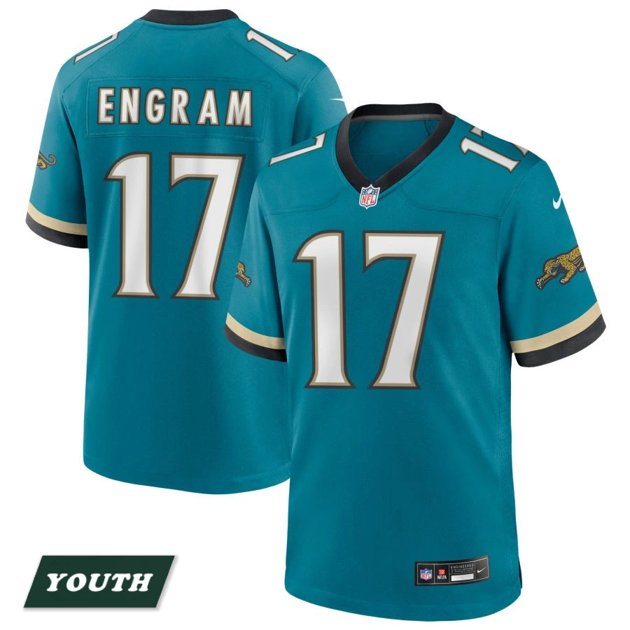 Youth Jacksonville Jaguars Teal Prowler Throwback #17 Evan Engram Game Jersey