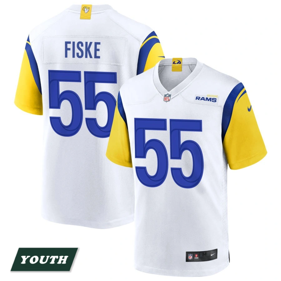Youth Los Angeles Rams White Alternate #55 Braden Fiske Jersey