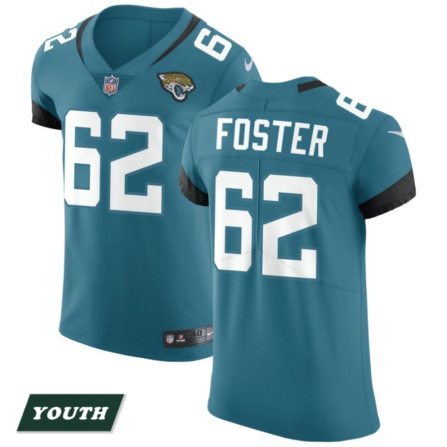 Youth Jacksonville Jaguars Teal Vapor Untouchable Elite #62 Javon Foster Jersey Youth Jacksonville Jaguars Teal Vapor Untouchable Elite #62 Javon Foster Jersey