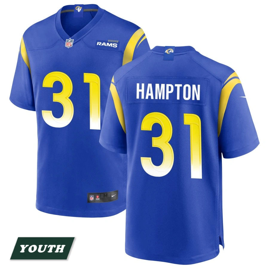 Youth Los Angeles Rams Royal #31 Nick Hampton Game Jersey