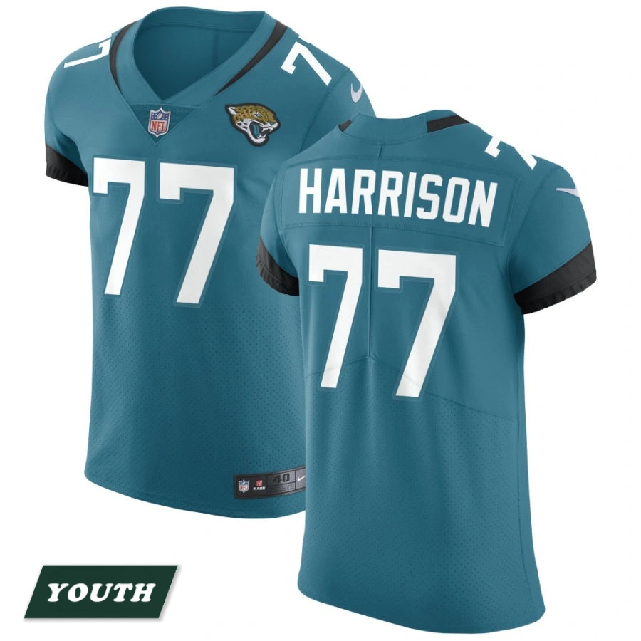 Youth Jacksonville Jaguars Teal Vapor Untouchable Elite #77 Anton Harrison Jersey Youth Jacksonville Jaguars Teal Vapor Untouchable Elite #77 Anton Harrison Jersey