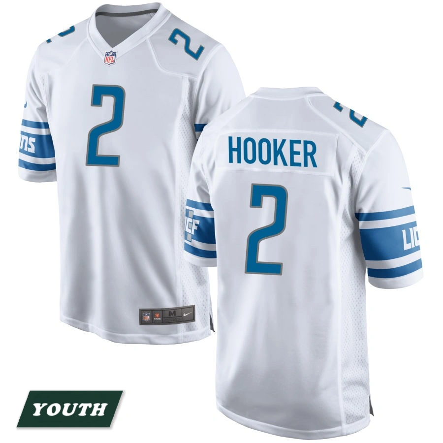 Youth Detroit Lions White #2 Hendon Hooker Game Jersey Youth Detroit Lions White #2 Hendon Hooker Game Jersey