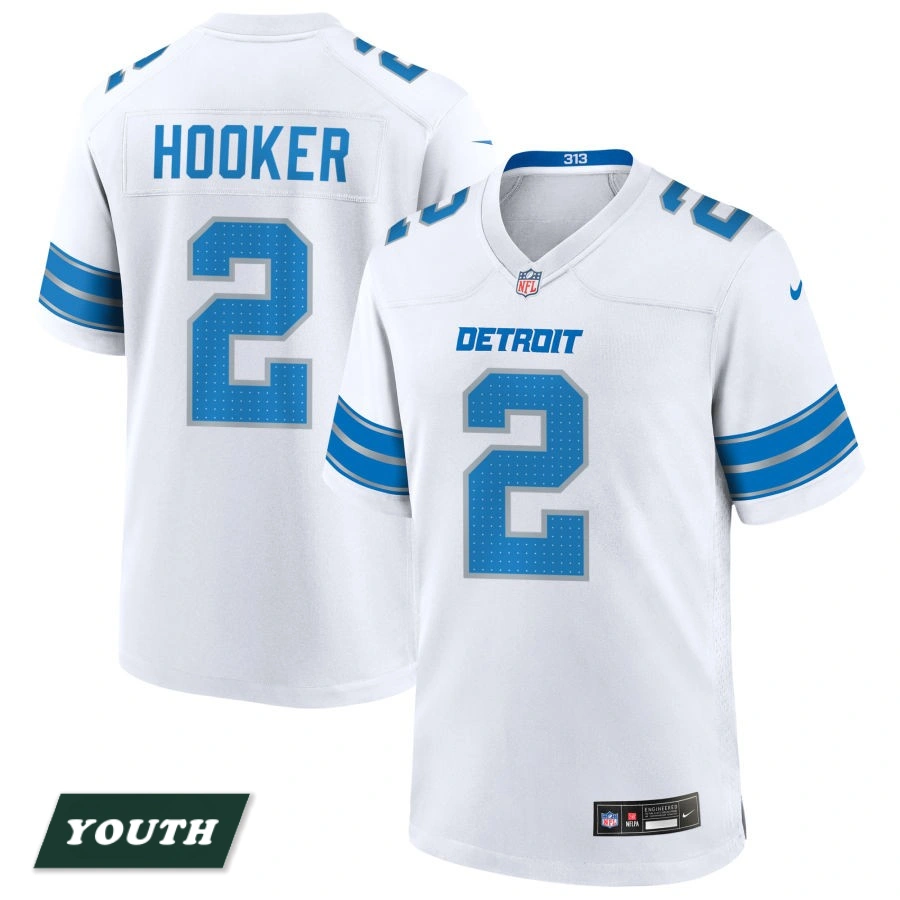 Youth Detroit Lions White #2 Hendon Hooker Game Jersey Youth Detroit Lions White #2 Hendon Hooker Game Jersey