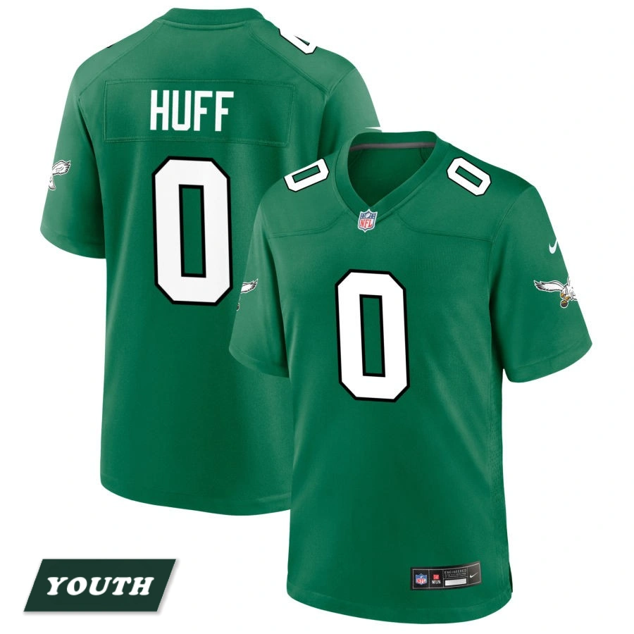 Youth Philadelphia Eagles Kelly Green Alternate #0 Bryce Huff Game Jersey