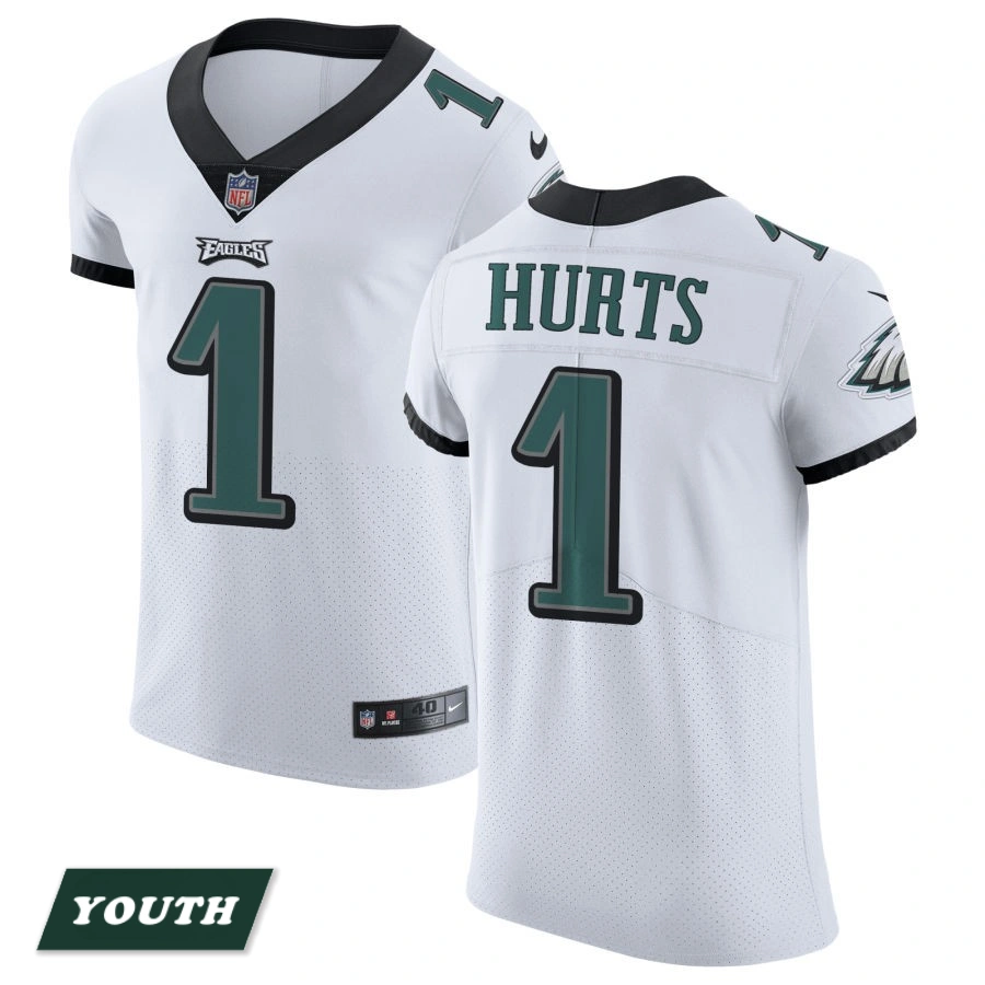 Youth Philadelphia Eagles White Vapor Untouchable #1 Jalen Hurts Elite Jersey