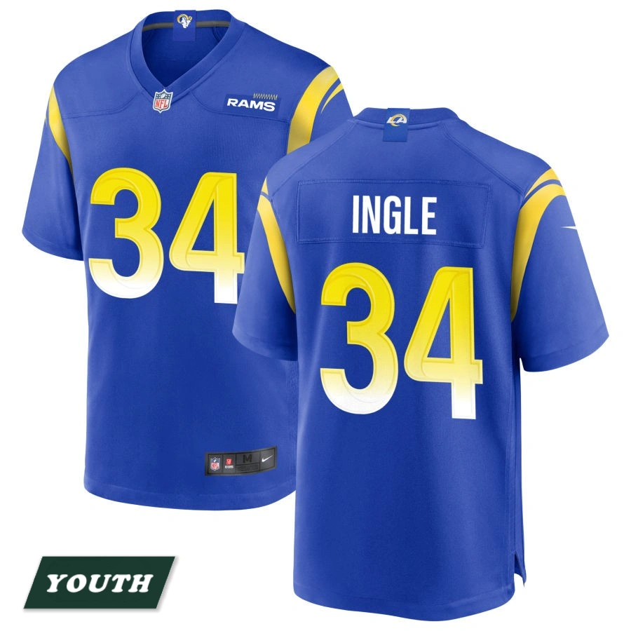 Youth Los Angeles Rams Royal #34 Tanner Ingle Game Jersey