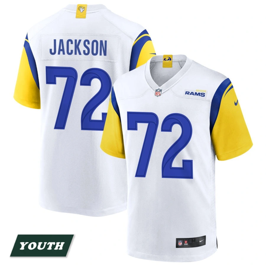 Youth Los Angeles Rams White Alternate #72 Jonah Jackson Jersey