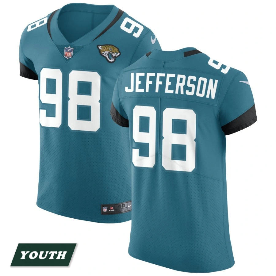 Youth Jacksonville Jaguars Teal Vapor Untouchable Elite #98 Jordan Jefferson Jersey