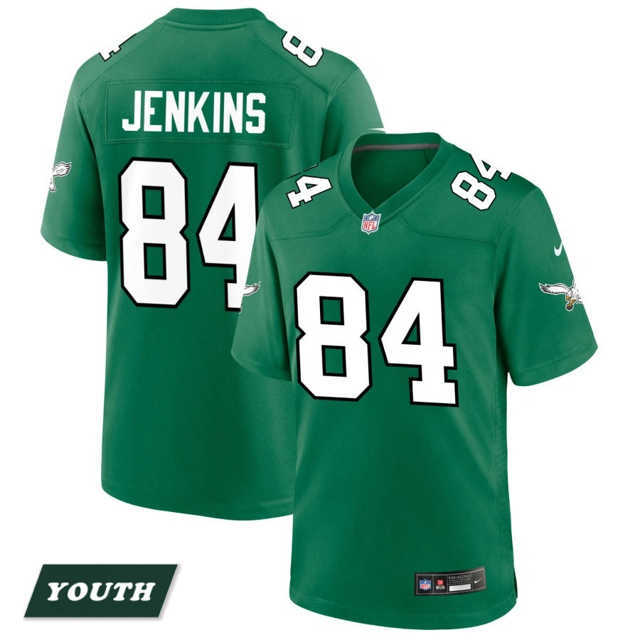 Youth Philadelphia Eagles Kelly Green Alternate #84 E.J. Jenkins Game Jersey
