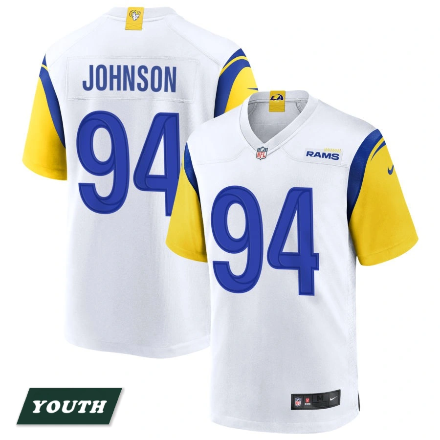 Youth Los Angeles Rams White Alternate #94 Desjuan Johnson Jersey Youth Los Angeles Rams White Alternate #94 Desjuan Johnson Jersey