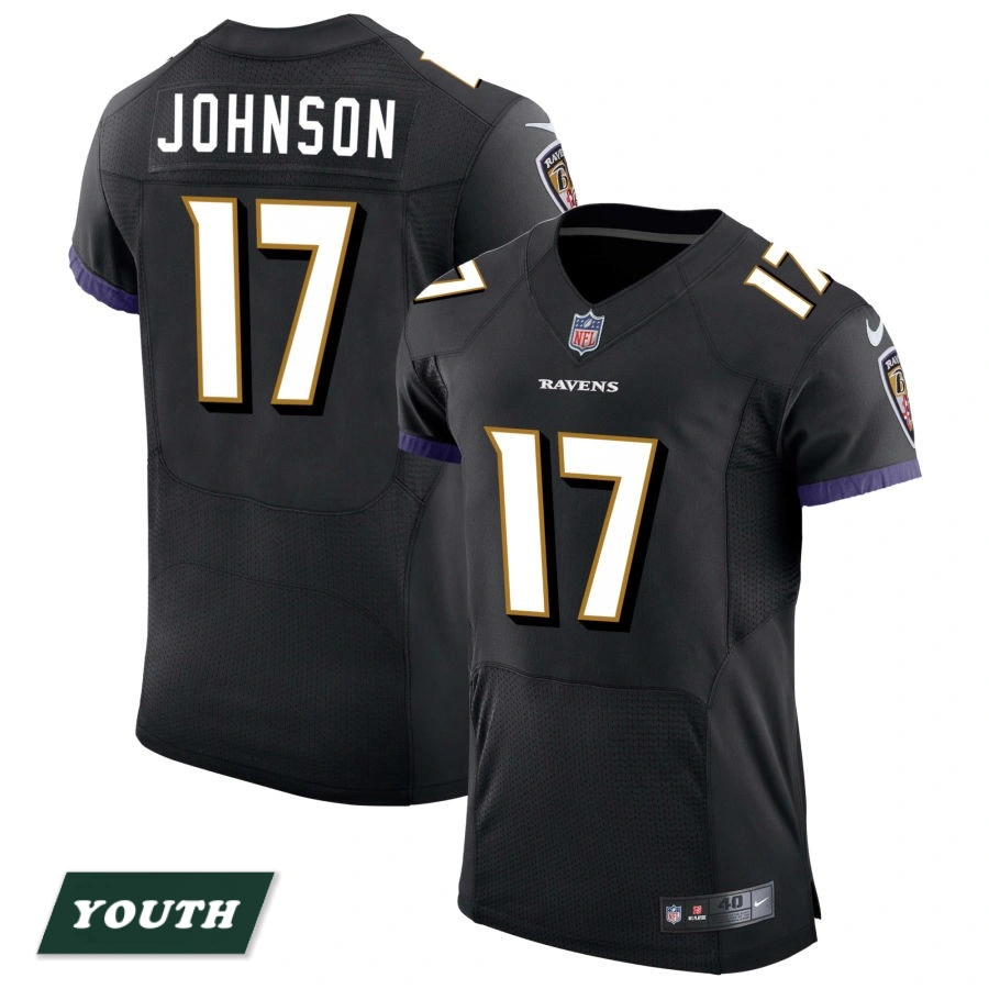 Youth Baltimore Ravens Black Speed Machine Elite #17 Josh Johnson Jersey