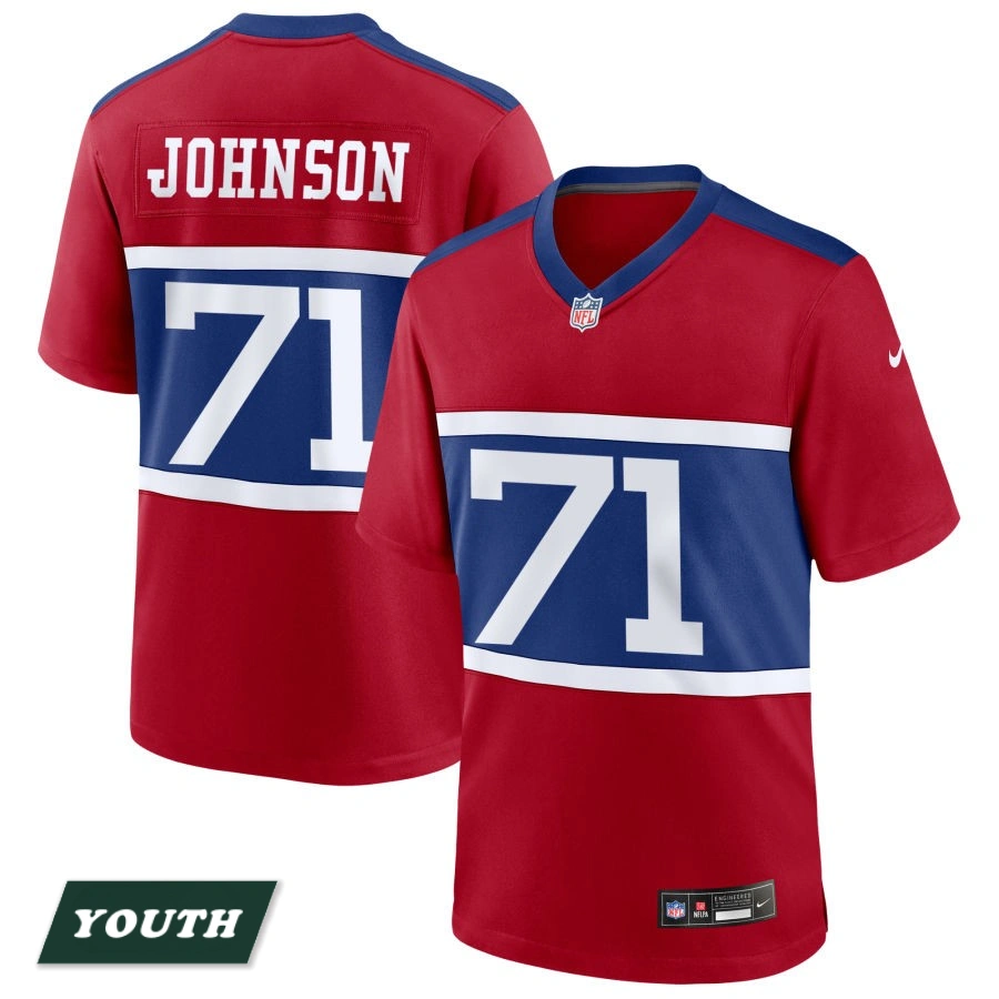 Youth New York Giants Century Red Alternate Game #71 Marcellus Johnson Jersey