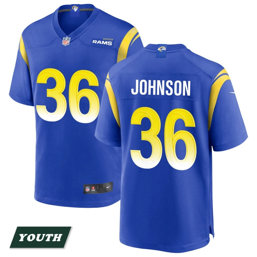 Youth Los Angeles Rams Royal #36 Quindell Johnson Game Jersey Youth Los Angeles Rams Royal #36 Quindell Johnson Game Jersey