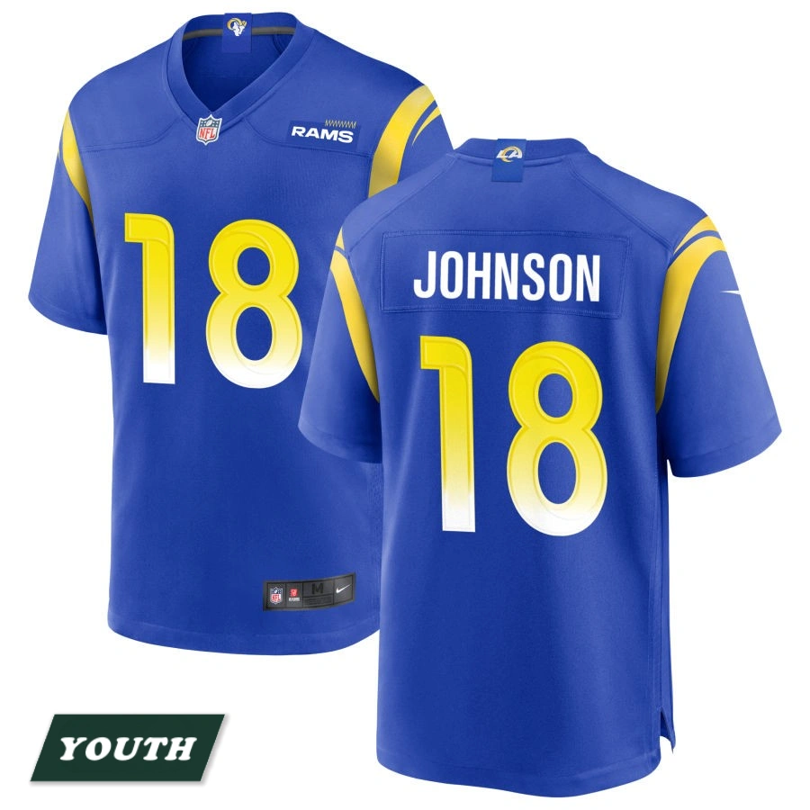 Youth Los Angeles Rams Royal #18 Tyler Johnson Game Jersey Youth Los Angeles Rams Royal #18 Tyler Johnson Game Jersey