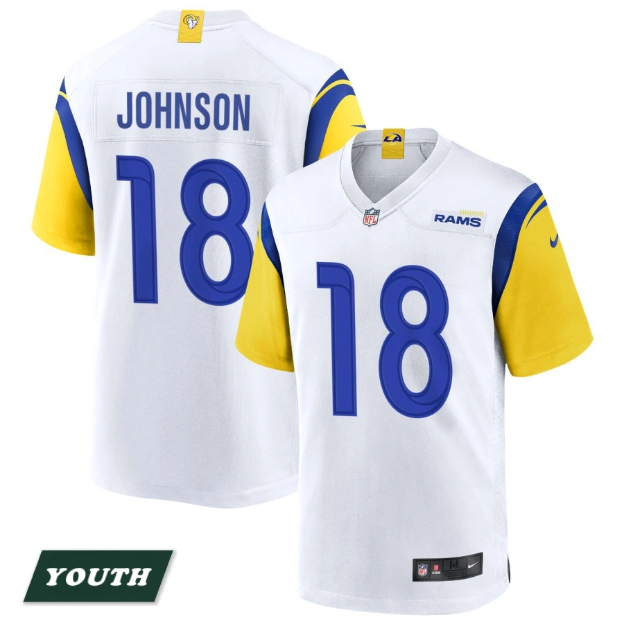 Youth Los Angeles Rams White Alternate #18 Tyler Johnson Jersey Youth Los Angeles Rams White Alternate #18 Tyler Johnson Jersey