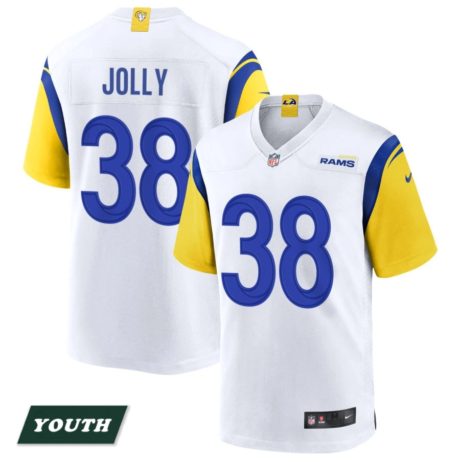 Youth Los Angeles Rams White Alternate #38 Shaun Jolly Jersey Youth Los Angeles Rams White Alternate #38 Shaun Jolly Jersey