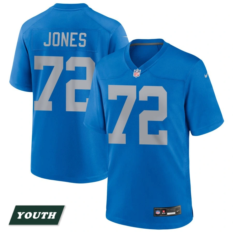 Youth Detroit Lions Blue Alternate #72 Jamarco Jones Game Jersey Youth Detroit Lions Blue Alternate #72 Jamarco Jones Game Jersey