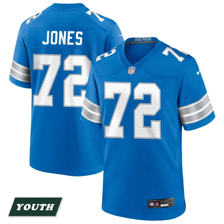 Youth Detroit Lions Blue #72 Jamarco Jones Game Jersey Youth Detroit Lions Blue #72 Jamarco Jones Game Jersey