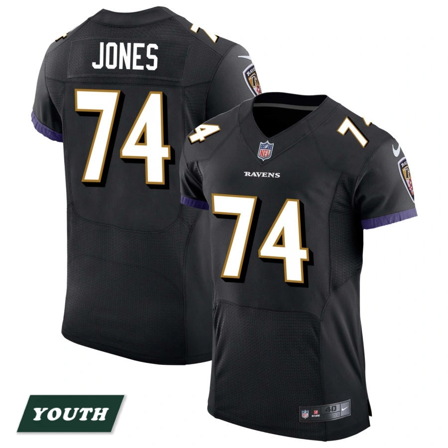 Youth Baltimore Ravens Black Speed Machine Elite #74 Josh Jones Jersey