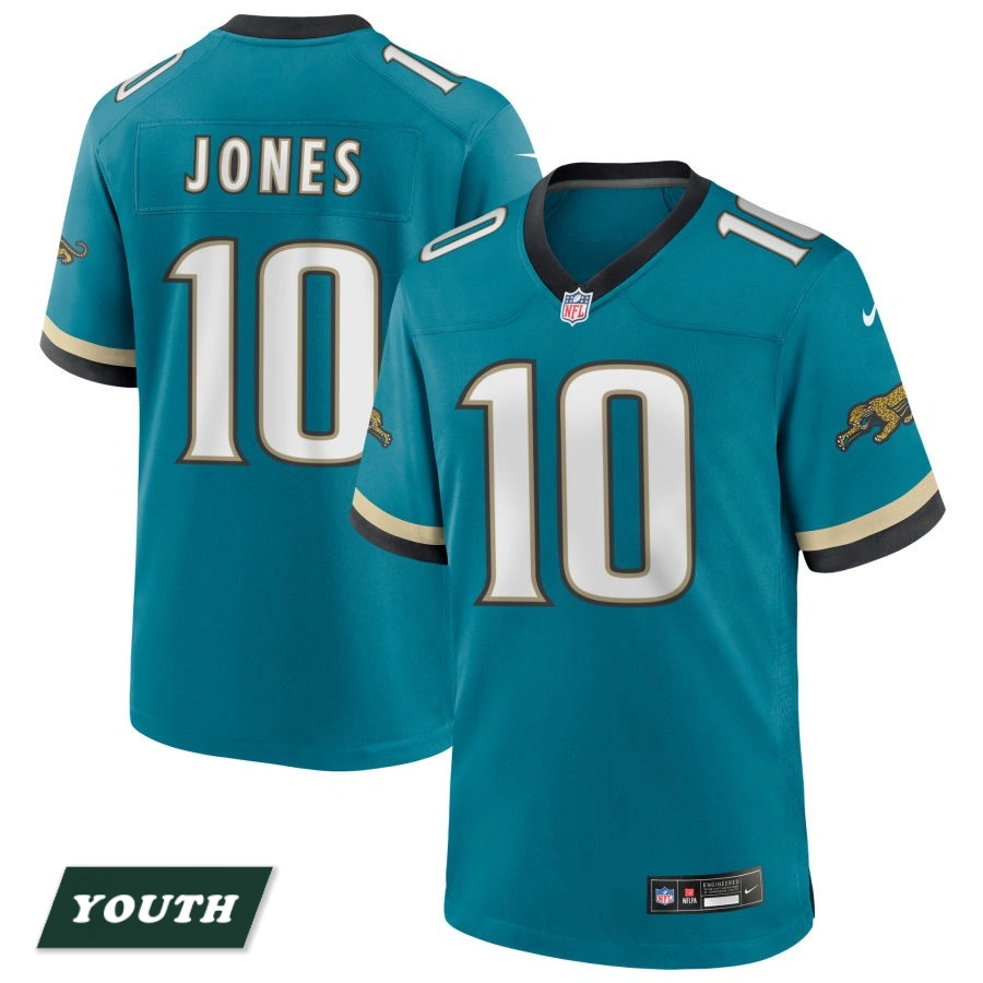 Youth Jacksonville Jaguars Teal Prowler Throwback #10 Mac Jones Game Jersey