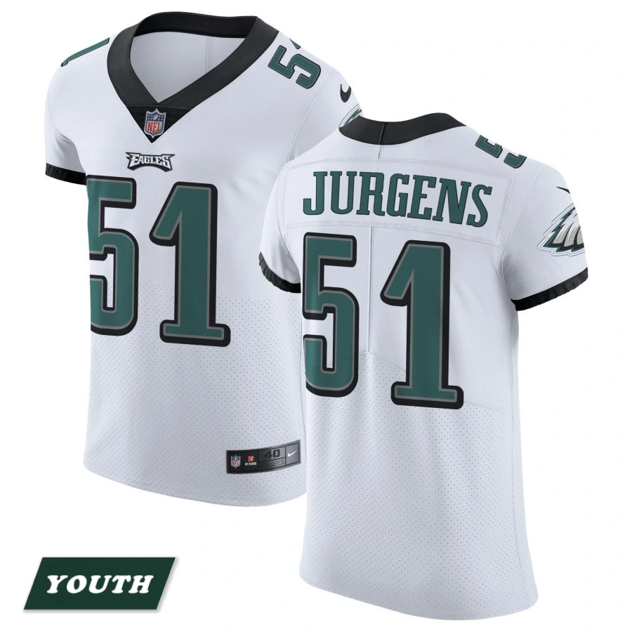 Youth Philadelphia Eagles White Vapor Untouchable #51 Cam Jurgens Elite Jersey