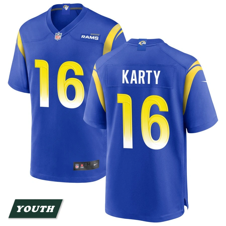 Youth Los Angeles Rams Royal #16 Joshua Karty Game Jersey Youth Los Angeles Rams Royal #16 Joshua Karty Game Jersey