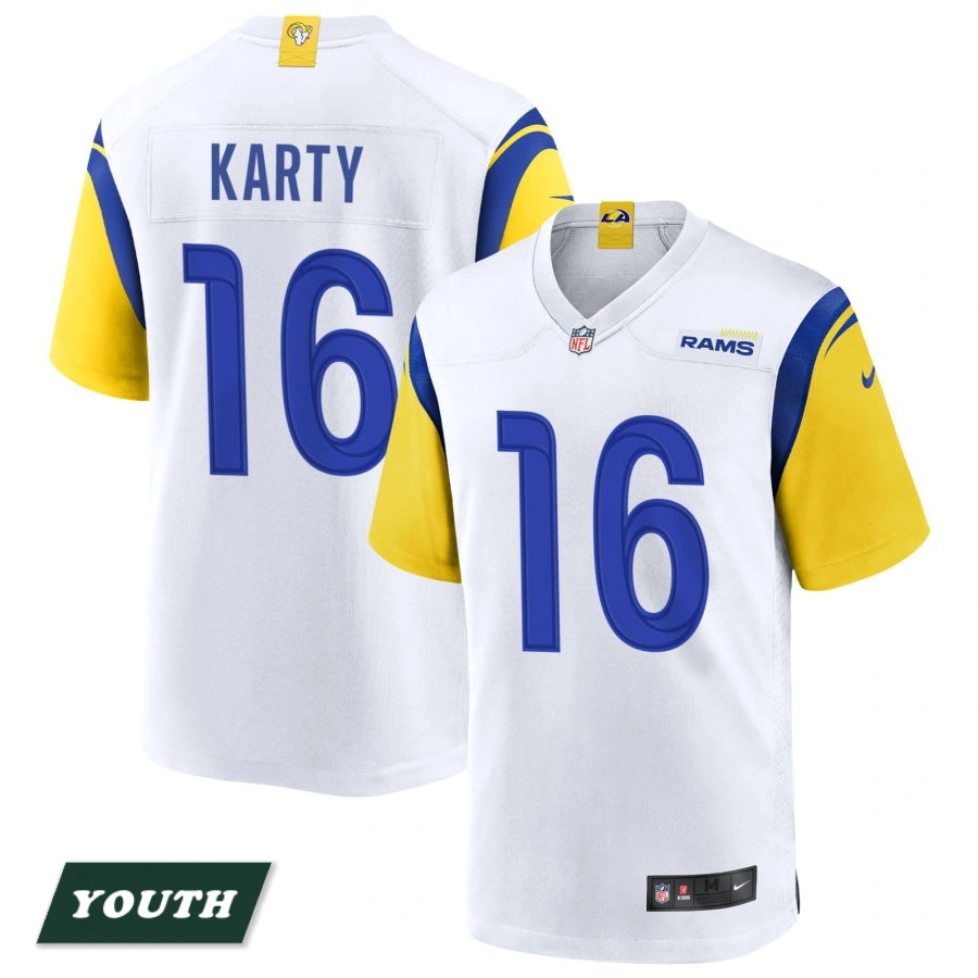 Youth Los Angeles Rams White Alternate #16 Joshua Karty Jersey Youth Los Angeles Rams White Alternate #16 Joshua Karty Jersey