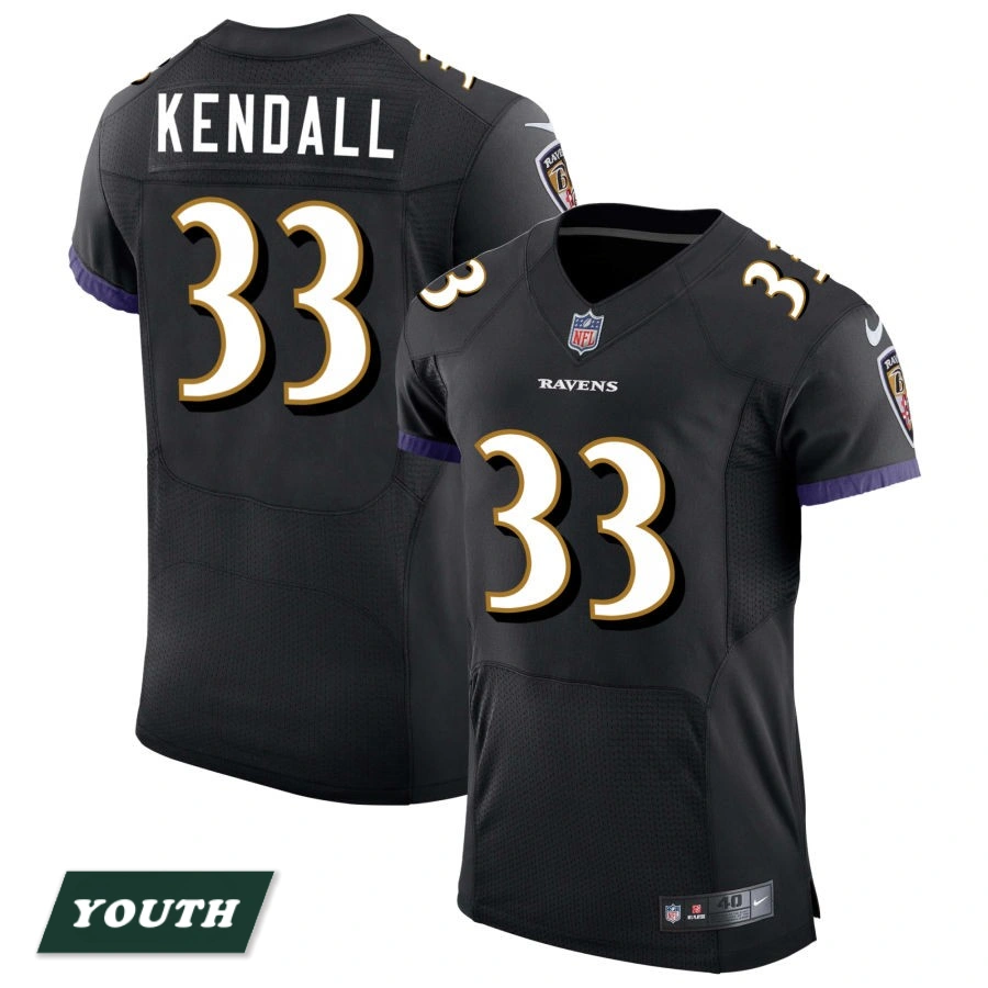 Youth Baltimore Ravens Black Speed Machine Elite #33 Anthony Kendall Jersey
