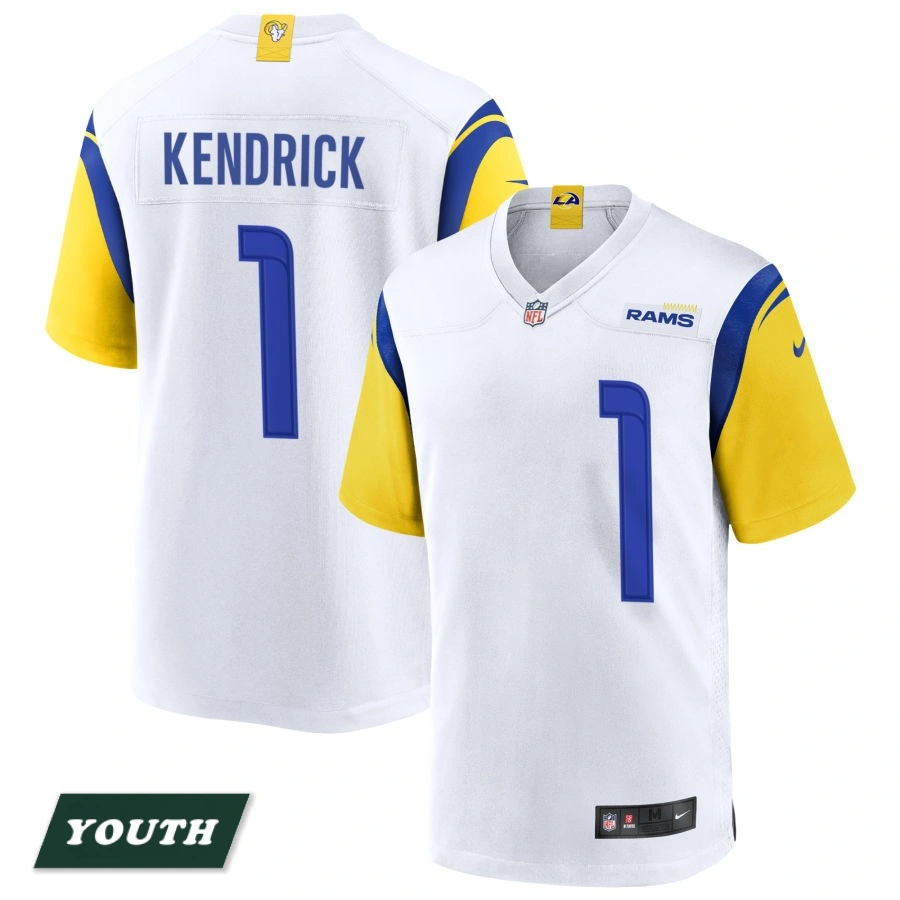 Youth Los Angeles Rams White Alternate #1 Derion Kendrick Jersey Youth Los Angeles Rams White Alternate #1 Derion Kendrick Jersey