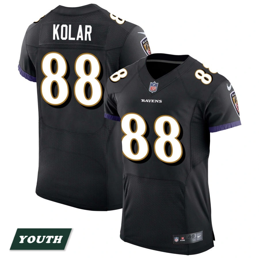 Youth Baltimore Ravens Black Speed Machine Elite #88 Charlie Kolar Jersey