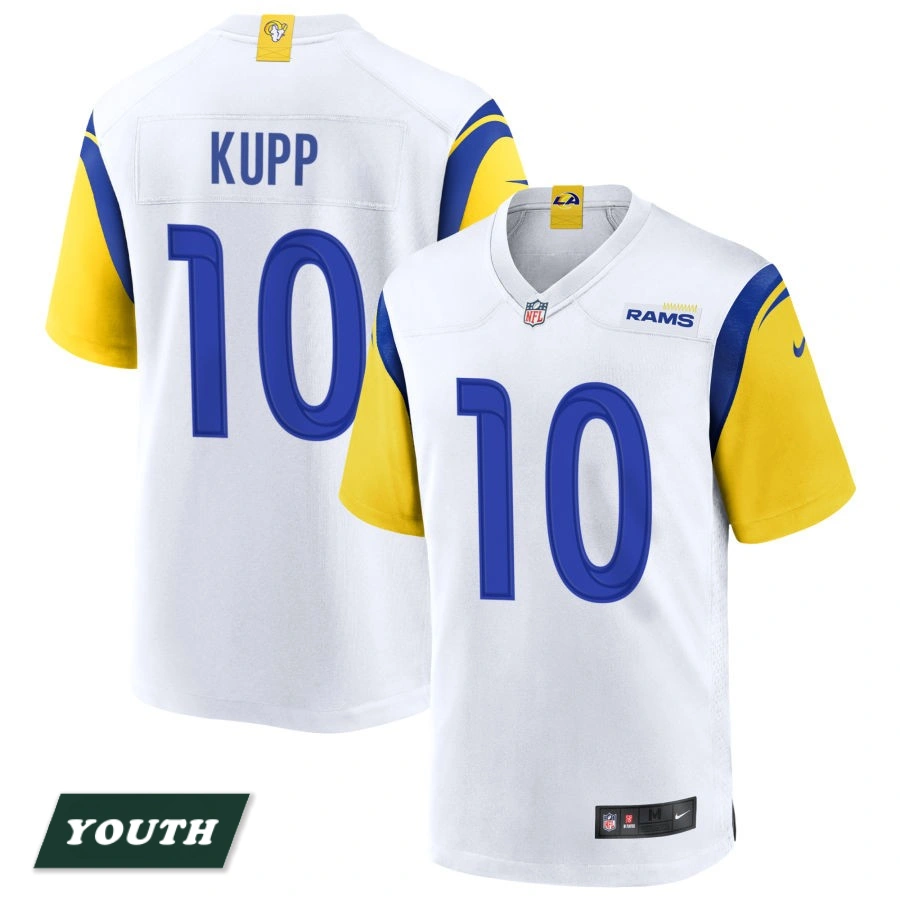 Youth Los Angeles Rams White Alternate #10 Cooper Kupp Jersey Youth Los Angeles Rams White Alternate #10 Cooper Kupp Jersey