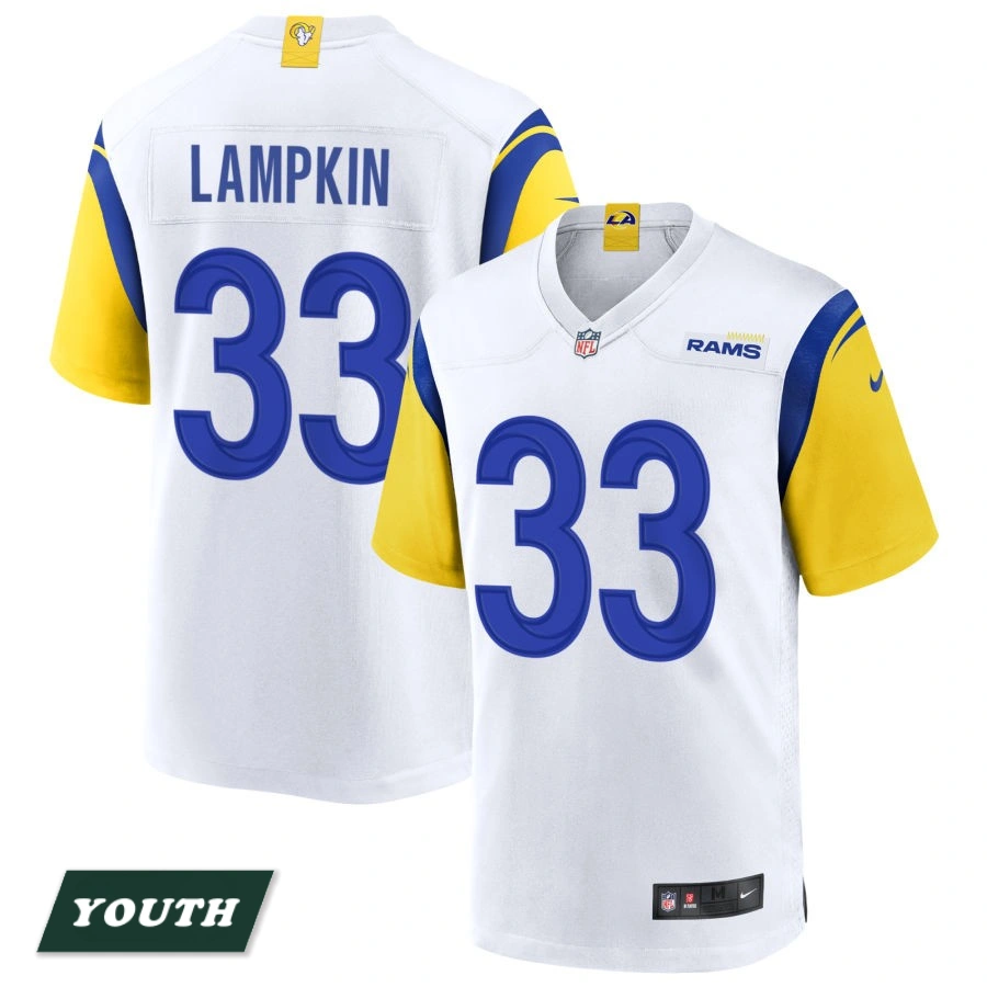 Youth Los Angeles Rams White Alternate #33 Cam Lampkin Jersey Youth Los Angeles Rams White Alternate #33 Cam Lampkin Jersey