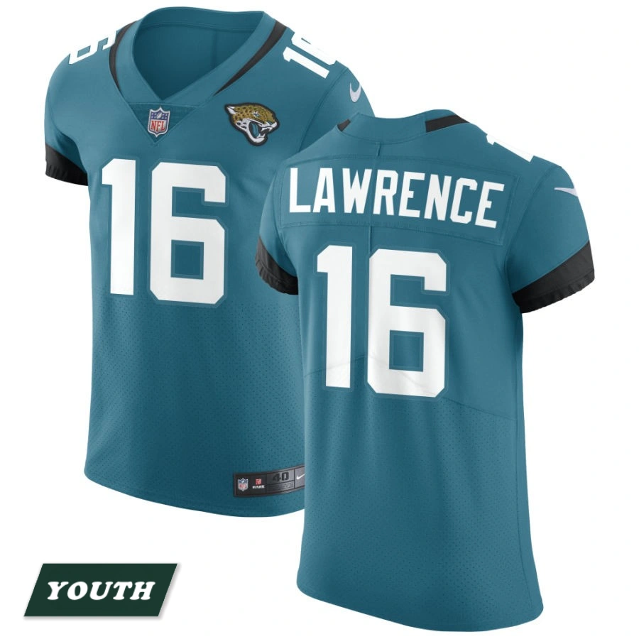Youth Jacksonville Jaguars Teal Vapor Untouchable Elite #16 Trevor Lawrence Jersey Youth Jacksonville Jaguars Teal Vapor Untouchable Elite #16 Trevor Lawrence Jersey