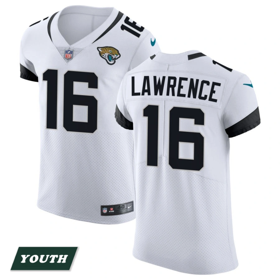Youth Jacksonville Jaguars White Vapor Untouchable Elite #16 Trevor Lawrence Jersey Youth Jacksonville Jaguars White Vapor Untouchable Elite #16 Trevor Lawrence Jersey
