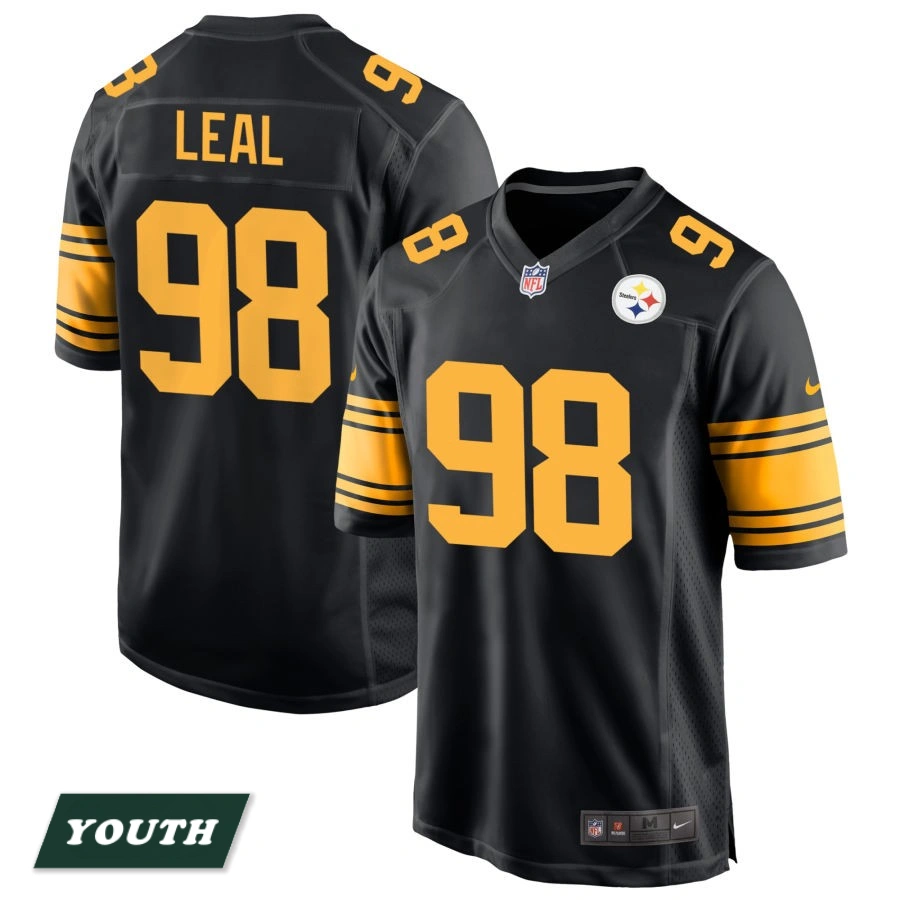 Youth Pittsburgh Steelers Black Alternate #98 DeMarvin Leal Game Jersey Youth Pittsburgh Steelers Black Alternate #98 DeMarvin Leal Game Jersey