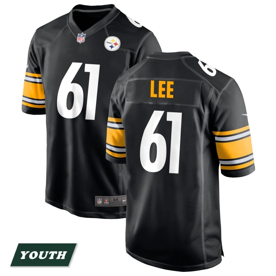 Youth Pittsburgh Steelers Black #61 Logan Lee Game Jersey Youth Pittsburgh Steelers Black #61 Logan Lee Game Jersey