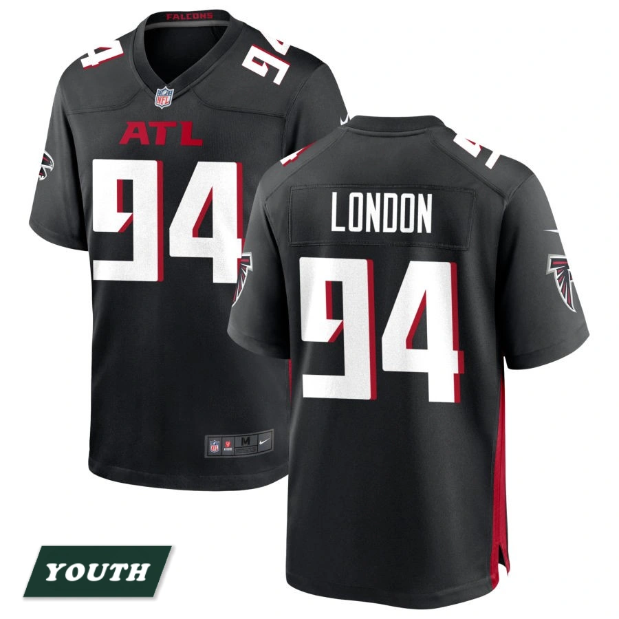 Youth Atlanta Falcons Black #94 LaCale London Game Jersey Youth Atlanta Falcons Black #94 LaCale London Game Jersey