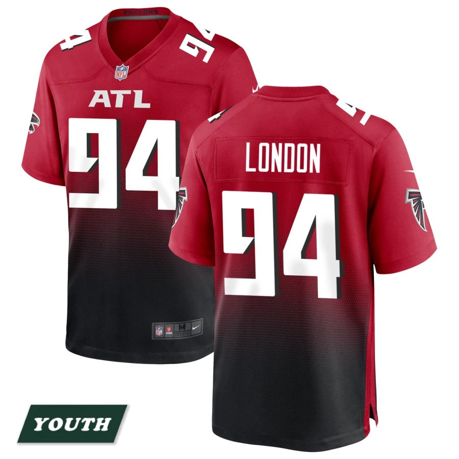 Youth Atlanta Falcons Red Alternate #94 LaCale London Game Jersey Youth Atlanta Falcons Red Alternate #94 LaCale London Game Jersey