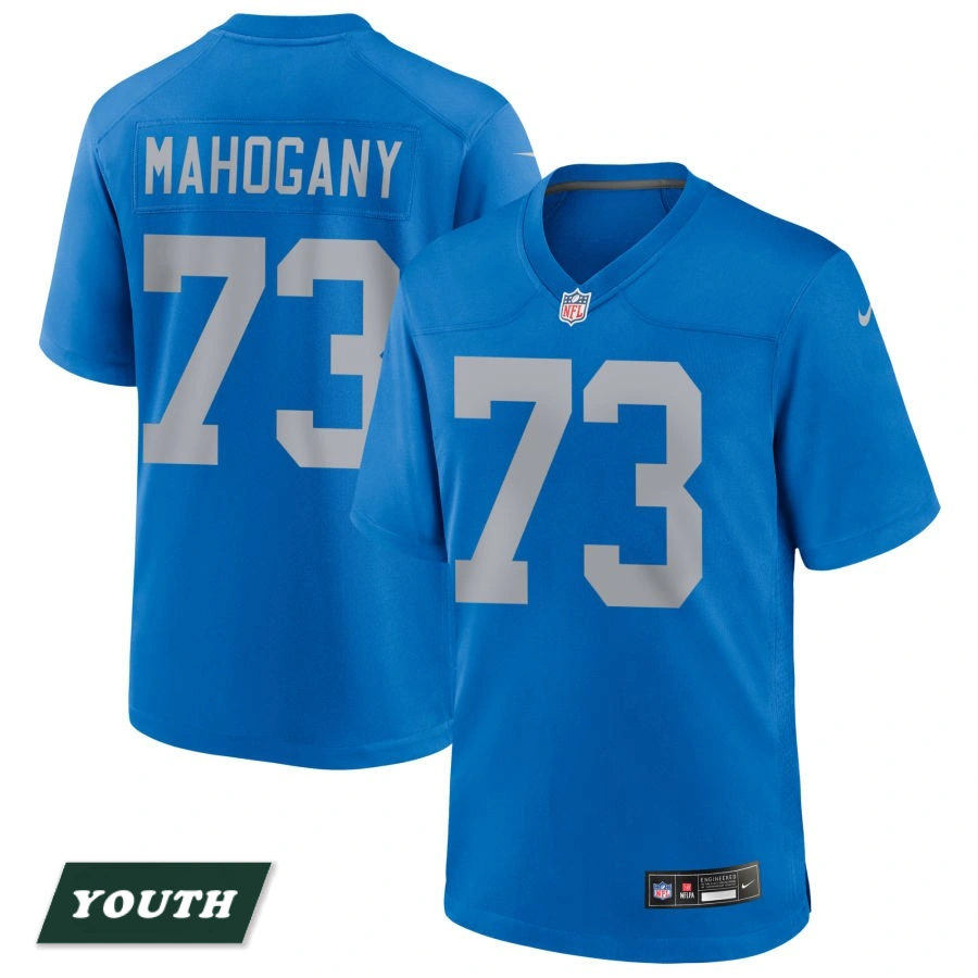 Youth Detroit Lions Blue Alternate #73 Christian Mahogany Game Jersey Youth Detroit Lions Blue Alternate #73 Christian Mahogany Game Jersey