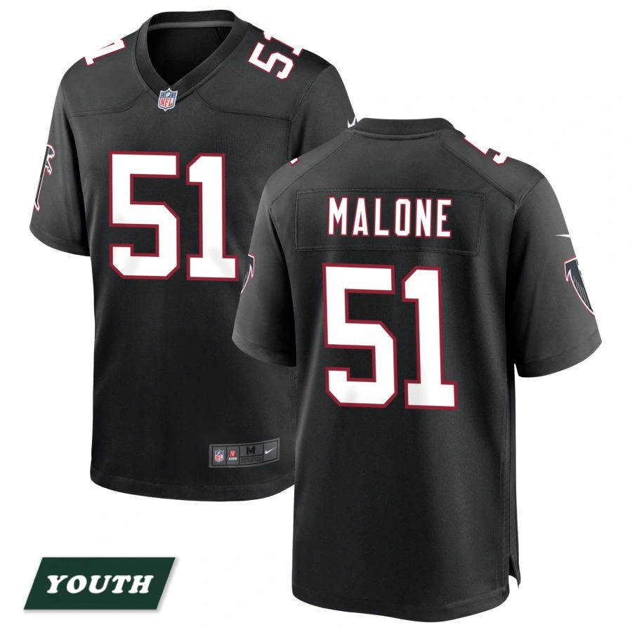 Youth Atlanta Falcons Black Throwback #51 DeAngelo Malone Game Jersey
