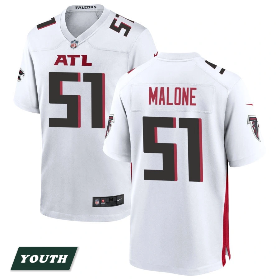 Youth Atlanta Falcons White #51 DeAngelo Malone Game Jersey
