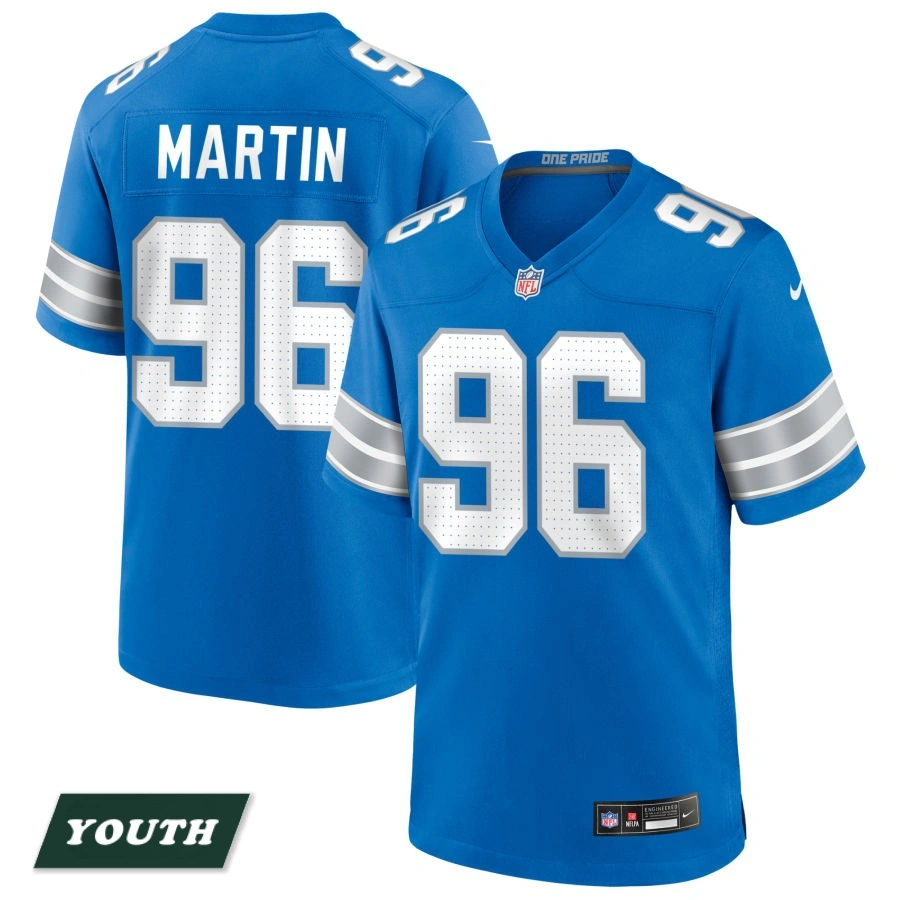 Youth Detroit Lions Blue #96 Brodric Martin Game Jersey Youth Detroit Lions Blue #96 Brodric Martin Game Jersey